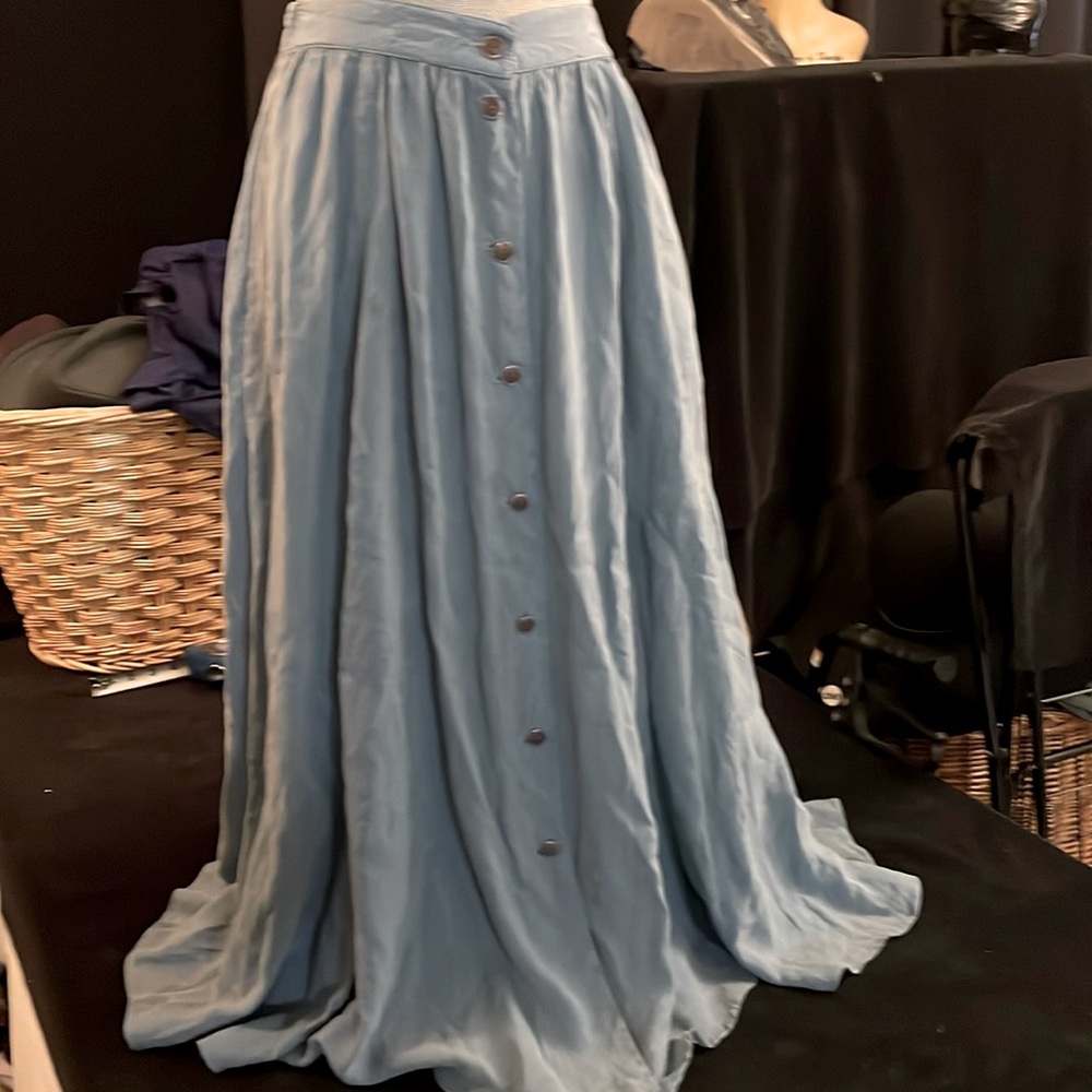 ❤️ Women’s ACTION WEAR VINTAGE Blue Button-Front Skirt MADE IN USA Sz S